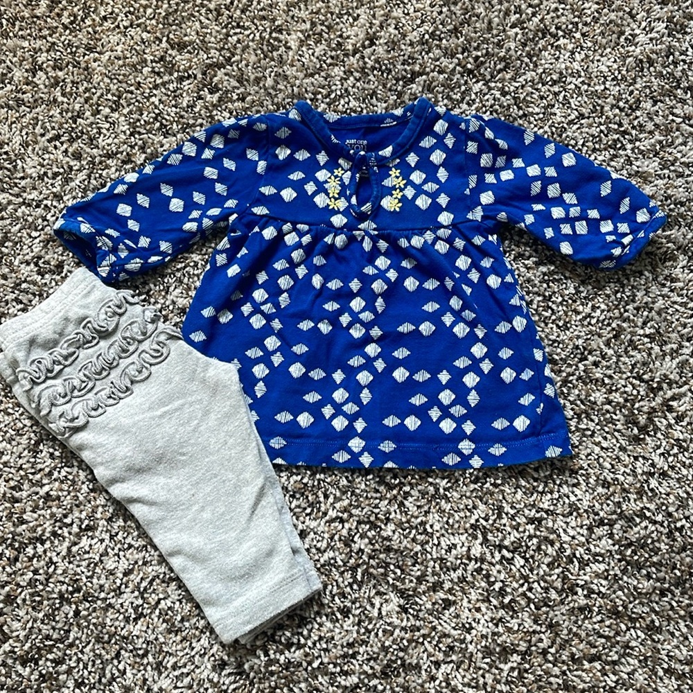 0-3M✨Boho Blue Top and Ruffle Pants Outfit